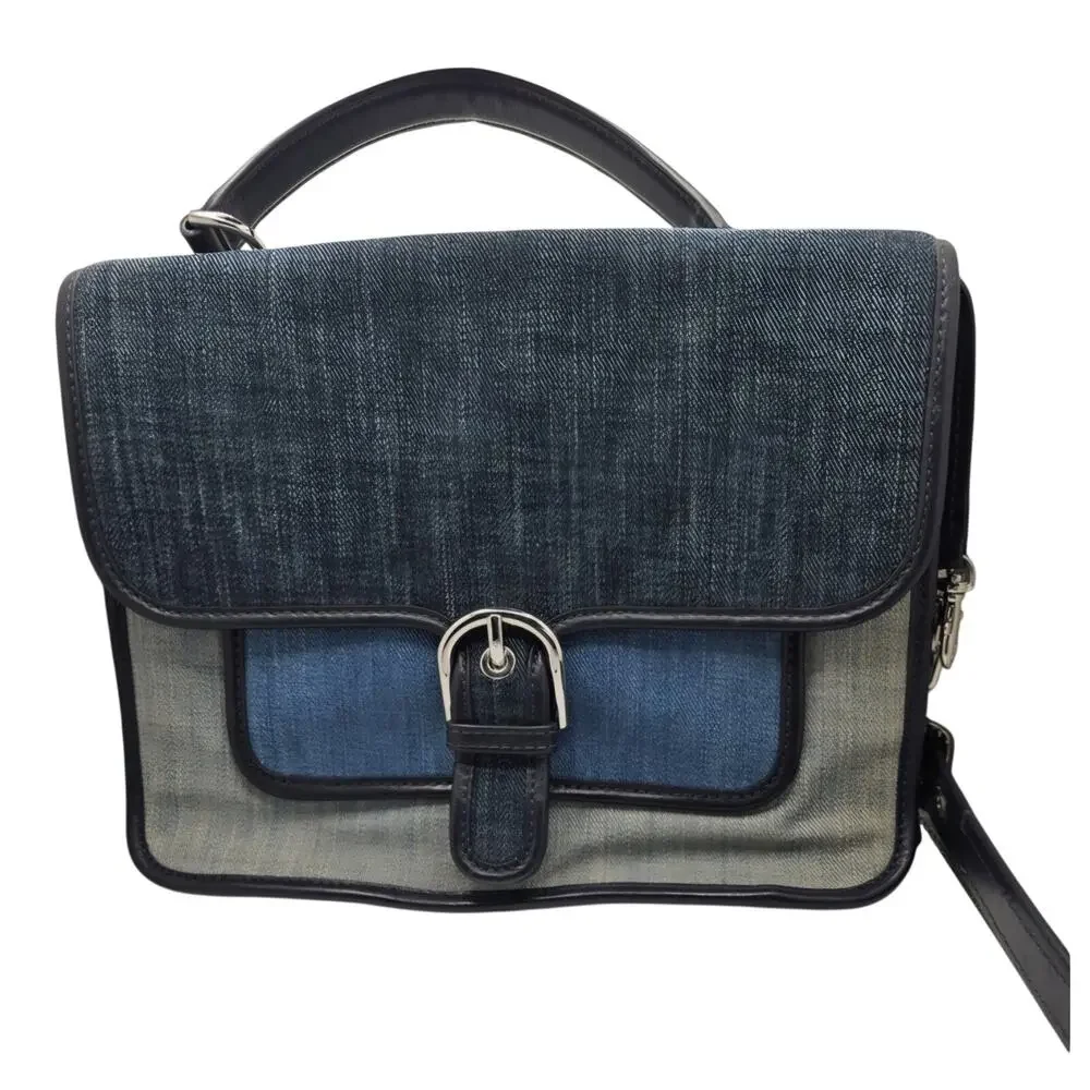 Michael Kors denim top-handle satchel/crossbody bag in a dark blue denim